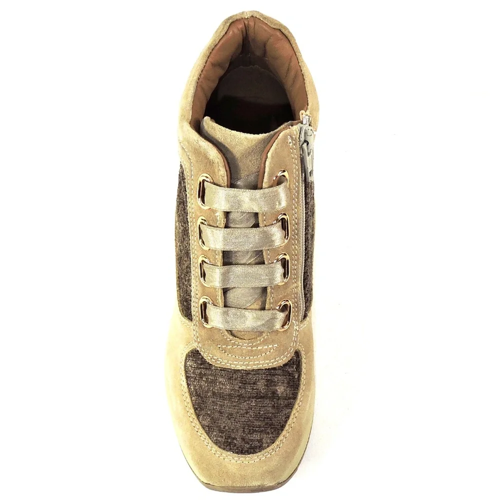 REPO 🇮🇹 WOMEN'S BEIGE COMFORT WINTER WEDGE BOOTIE - Picture 6 of 8